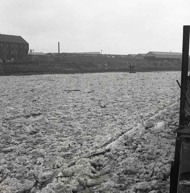 Ice flowing down the river Tees - Winter 62/65