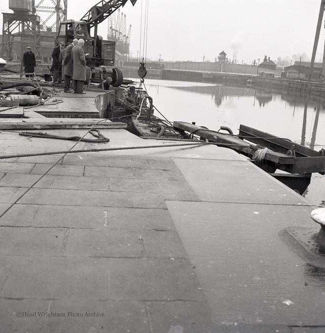 Removal of old dock gates at British Transport Dock