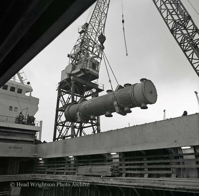 Loading heat exchangers on ship, bound for Corpus Christie