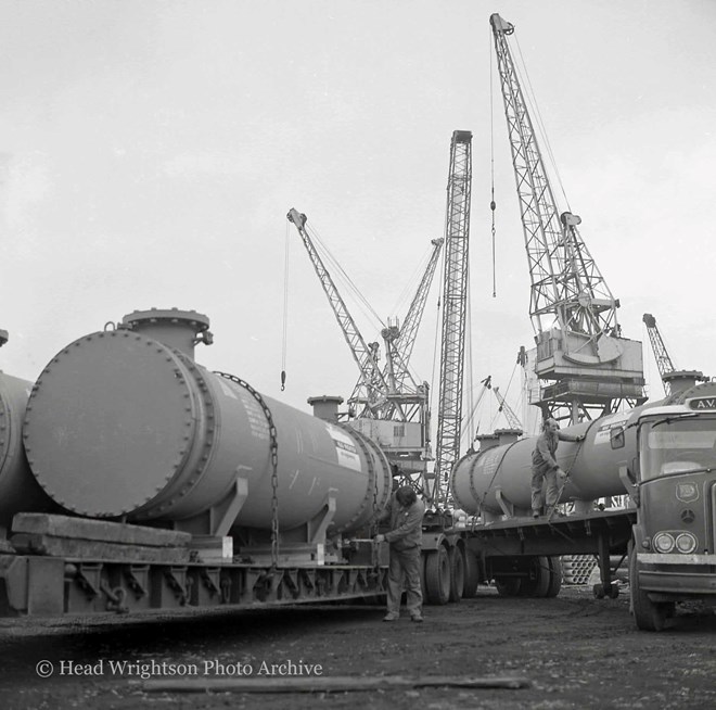 Loading heat exchangers on ship, bound for Corpus Christie