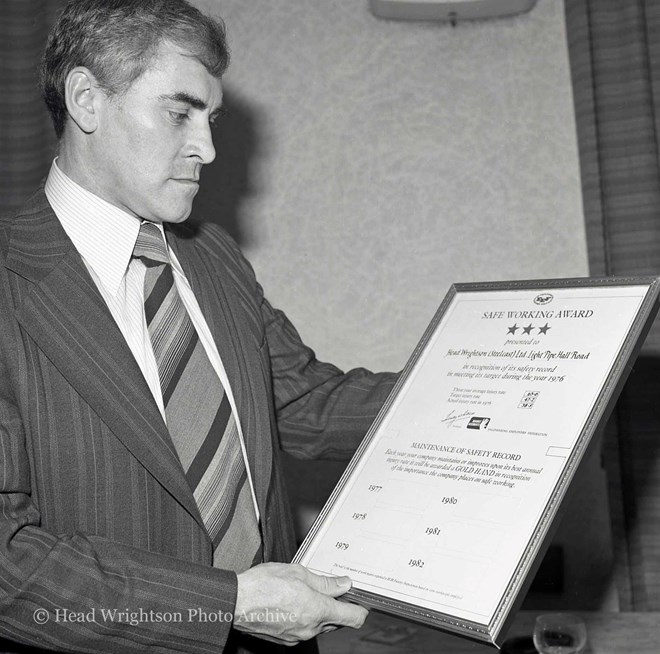 Peter Crawford with the Safety Award Certificate