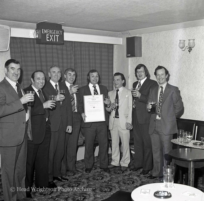 Celebration after presentation of 1976 Safe Work Award