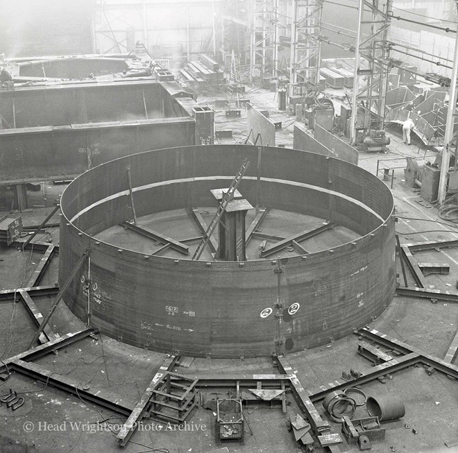 Large circular construction in workshop