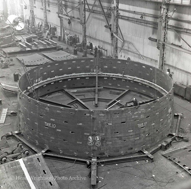 Large circular construction in workshop