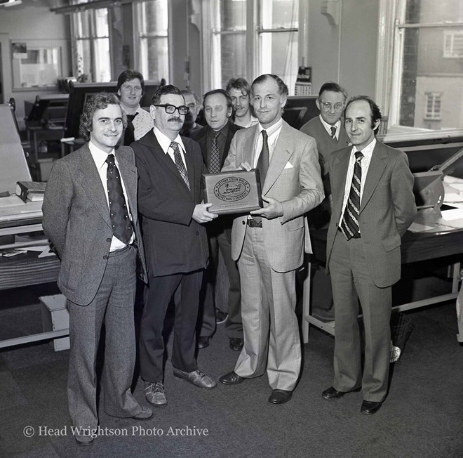 Representing Hartford Steam Boiler Ltd, Mr Harry Honeyfield (left) presents to Mr John Edwards, of HWT an inspection and insurance plaque