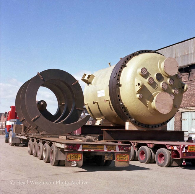 Large loads on trailers, outside workshop