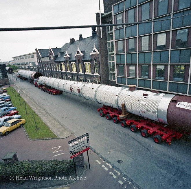 Ethanol columns loaded, on Trafalgar Street, ready to leave the factory