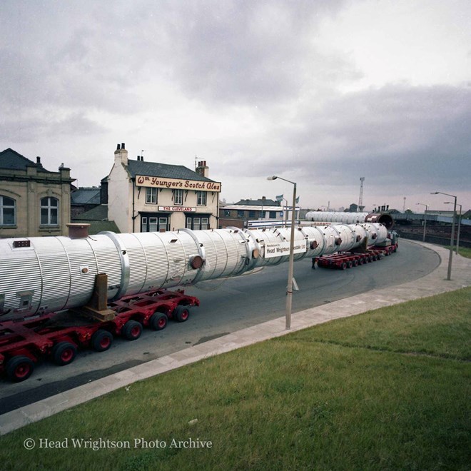 Ethanol columns reversing past The Cleveland public house on Bridge Street