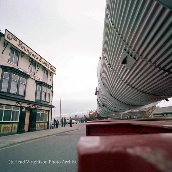 Ethanol columns reversing past The Cleveland public house on Bridge Street