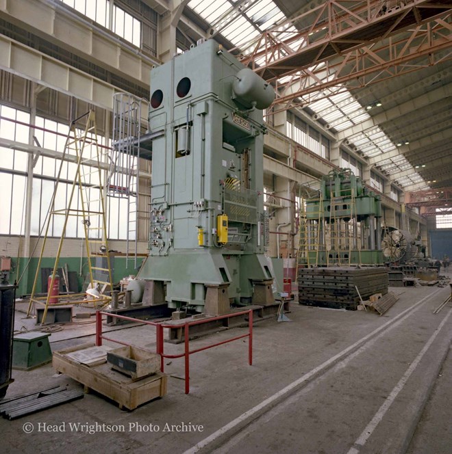 Construction of a large Verson Stamping Press in workshops