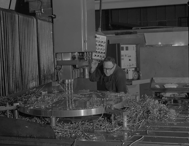 Drilling of tube plate on Wadkins (Scottish Gas Board)
