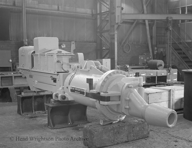 After Photograph of Clay Gun. 
The clay gun pushes fire clay to seal holes that have been drilled into blast furnace to tap the molten iron.