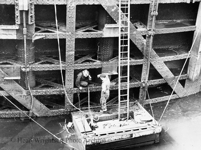 copies of photographs of old dock gates