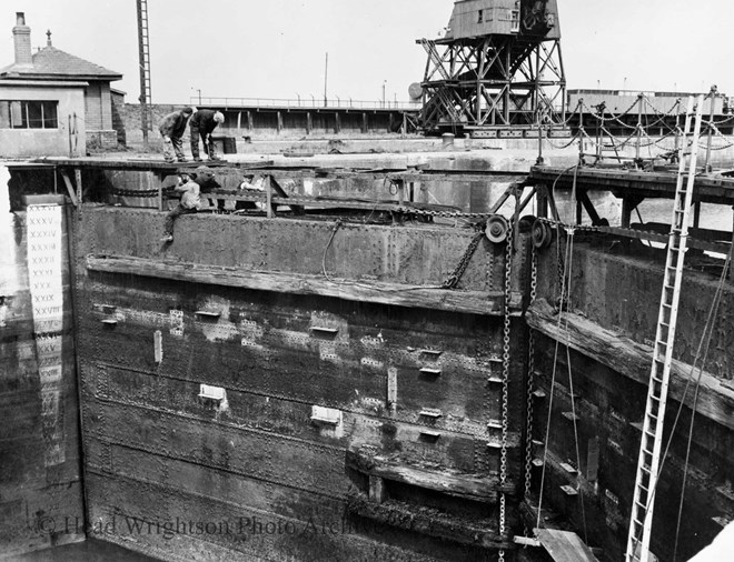 copies of photographs of old dock gates