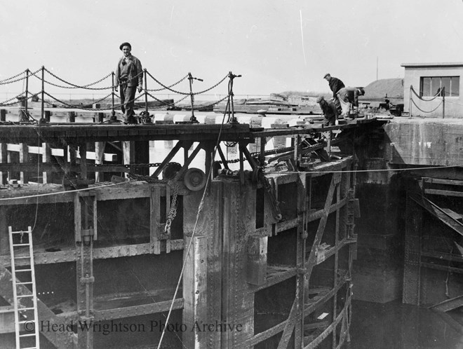 Copy of photograph of old dock gates