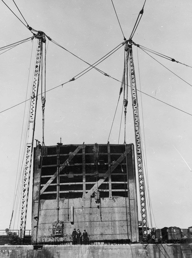 Copy of photograph of old dock gates