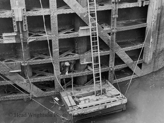 Copy of photograph of old dock gates