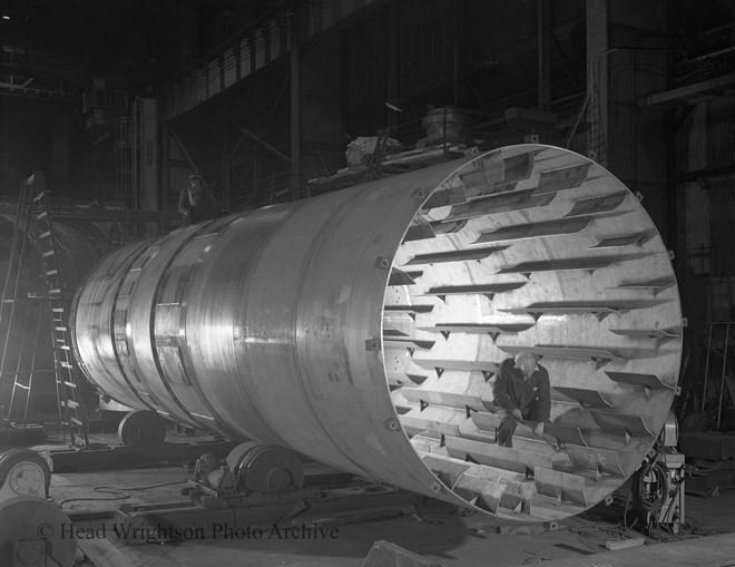 General view of rotary drier at night