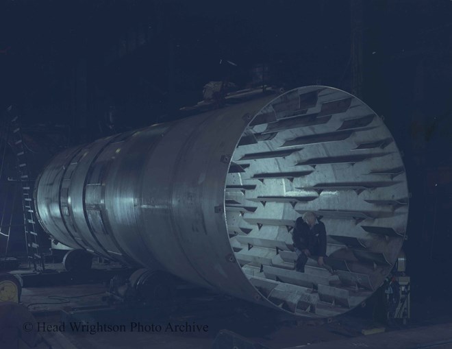 General view of rotory drier at night in colour