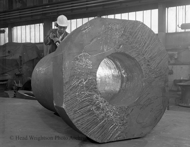 B&W of cylinder casting steelcoat billingham