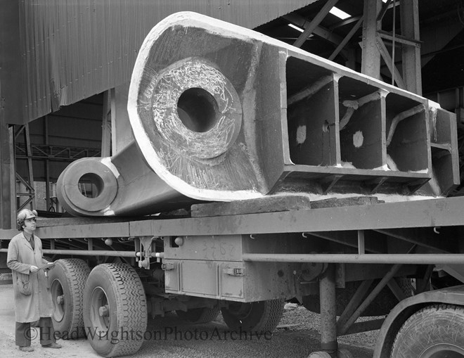 black and white of 22ton rudder casting billingham