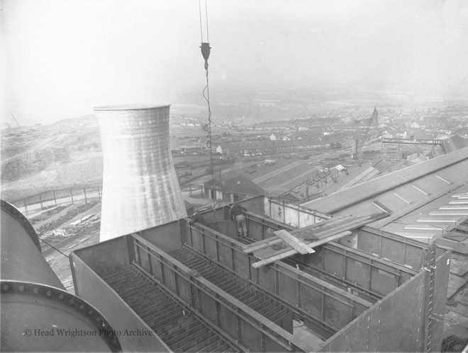 Precipitator stack at Consett Iron & Steel works