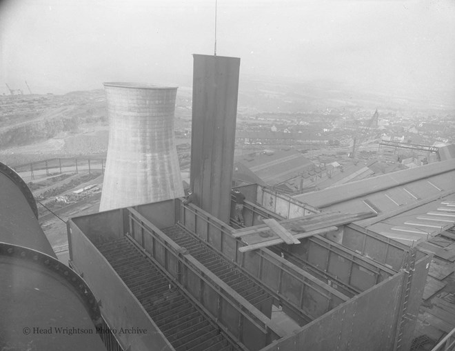 Precipitator stack at Consett Iron & Steel works