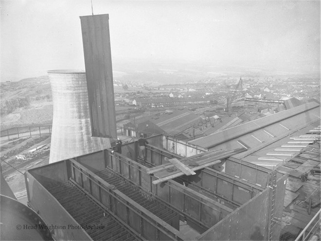 Precipitator stack at Consett Iron & Steel works