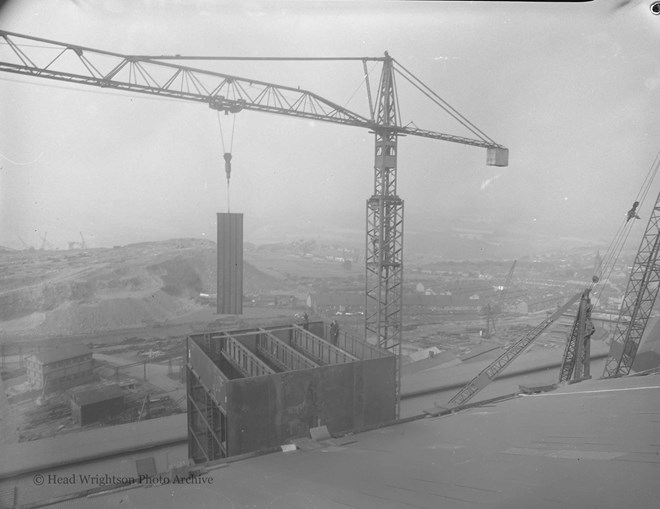 Precipitator stack at Consett Iron & Steel works