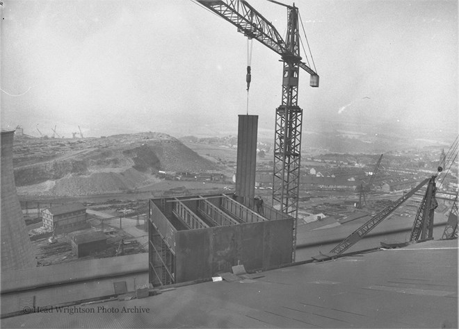 Precipitator stack at Consett Iron & Steel works