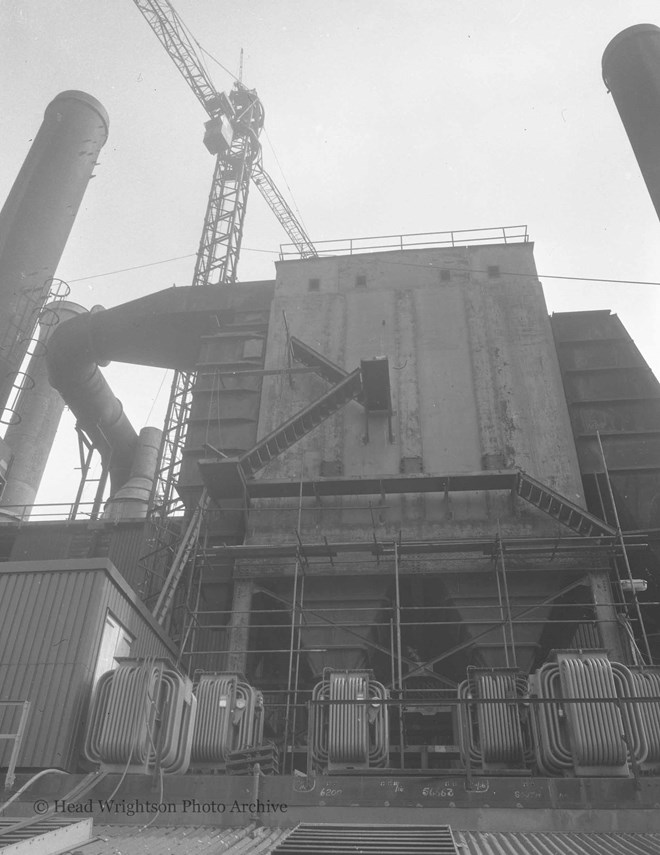 Precipitator stack at Consett Iron & Steel works