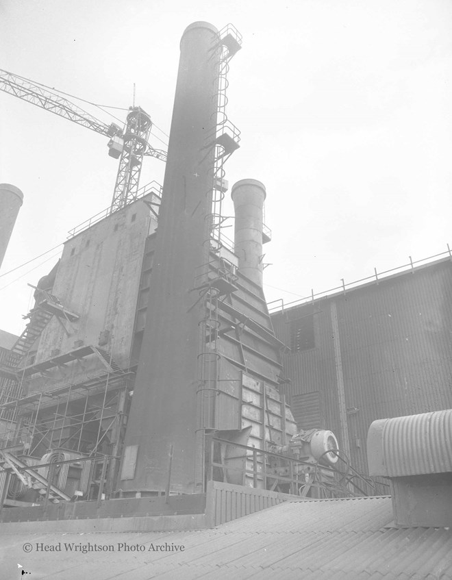 Precipitator stack at Consett Iron & Steel works