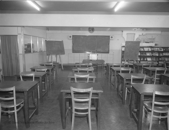 Apprentice school lecture room before and after