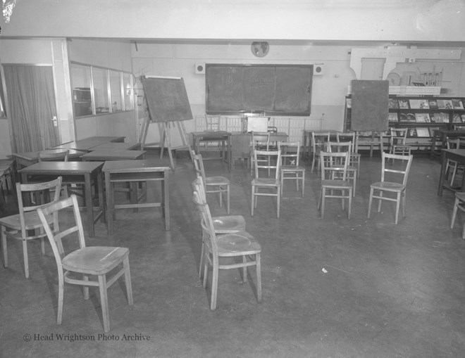 Apprentice school lecture room before and after