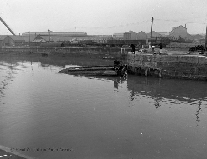 removal of old dock gate at british transport docks w. hartlepool