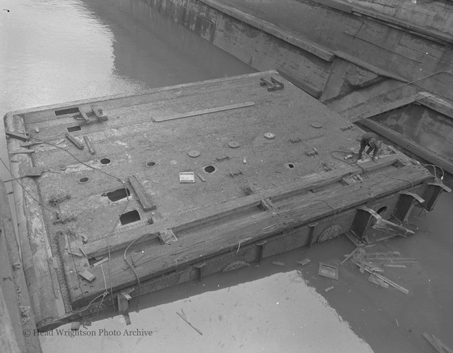 Condition of 1st dock gate and removal of 2nd dock gate