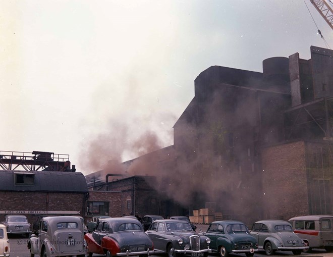 Smoke pouring from the Furnace in the Foundry (Exterior)