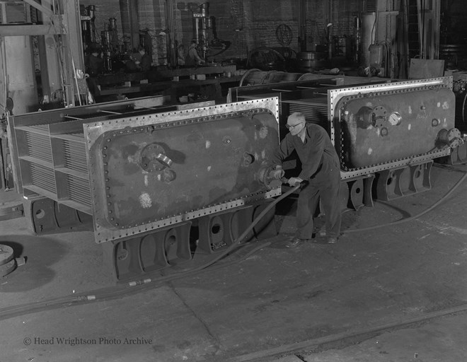 Two square heat exchangers under pressure test