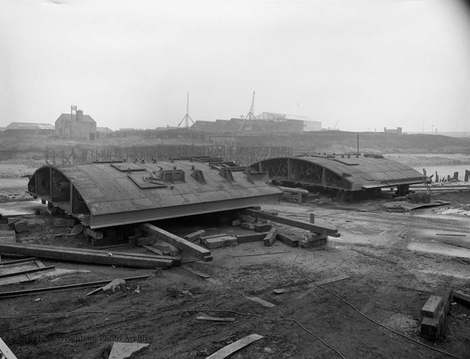 Photograph of dock gates on slipway