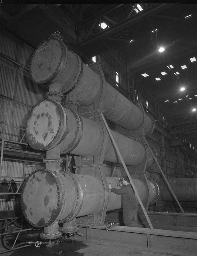 Three heat exchangers in bridge yard on top of each other