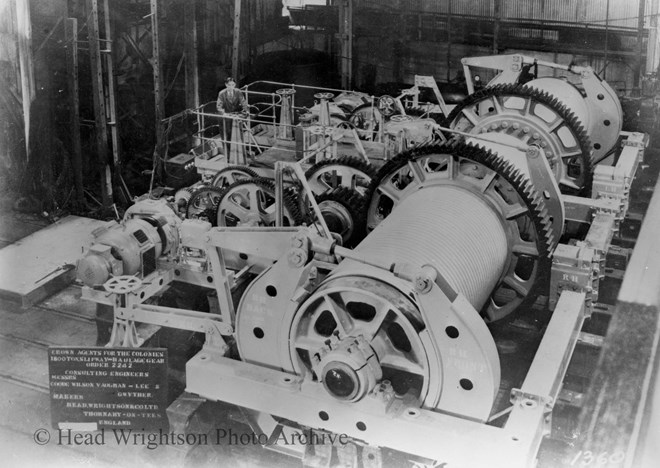 copies of ship on slipway & slipway winch