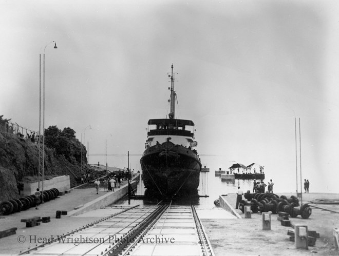 copies of ship on slipway & slipway winch