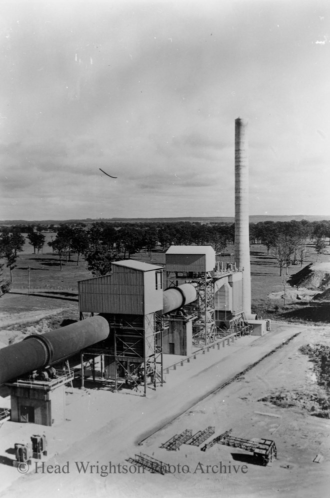 Copies of photographs.
The long object running from left of image toward the base of chimney is a Rotary Drier probably made by HW.