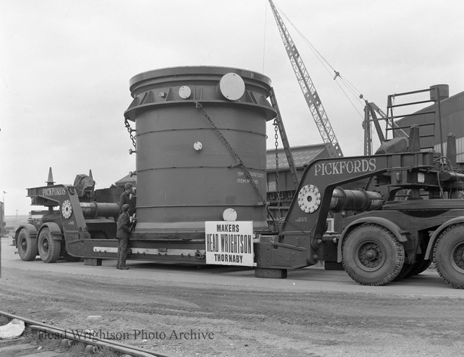 REACTOR VESSEL UNDER CONSTRUCTION AND BEING TRANSPORTED