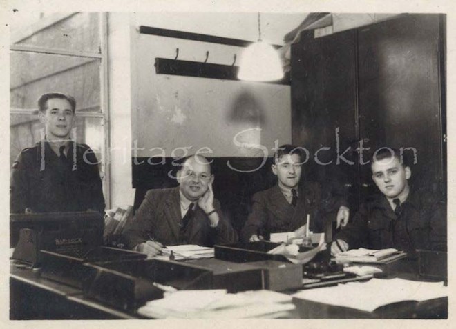 608 Squadron clerks in clerk's office at Thornaby Aerodrome