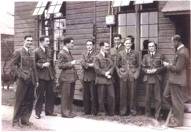 Pilot's of 608 Squadron outside the officer's mess, Thornaby. September 1941. Copyright Northern Echo.