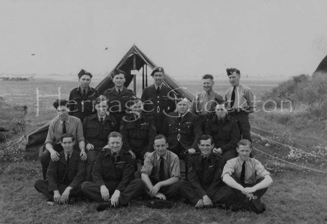 Members of 608 Squadron at RAF Horsham St Faith Annual Camp, 1950.
John Pollock (front row far right)