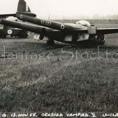 Crashed Vampire, Thornaby 1955