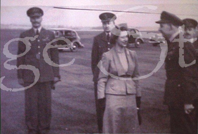 HRH Princess Margaret visited Thornaby Aerodrome on her way to London after visiting Durham 12 May 1951. She was greeted by Air Commodore EN Fielding.