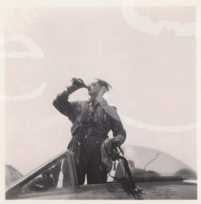 608 Squadron Vampire pilot at RAF North Front, Gibraltar 1955